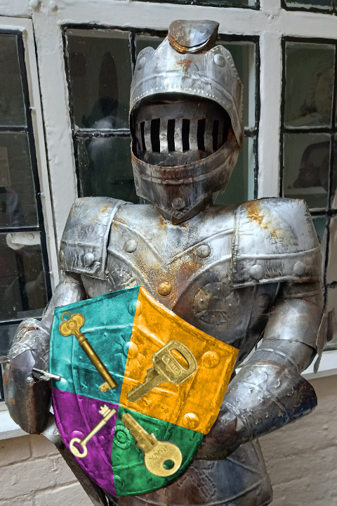 Suit of armour who has just escaped out of a window